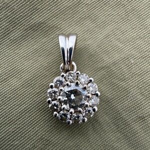 Silver Halo Pendant with Clear Stones - Women's Jewelry
